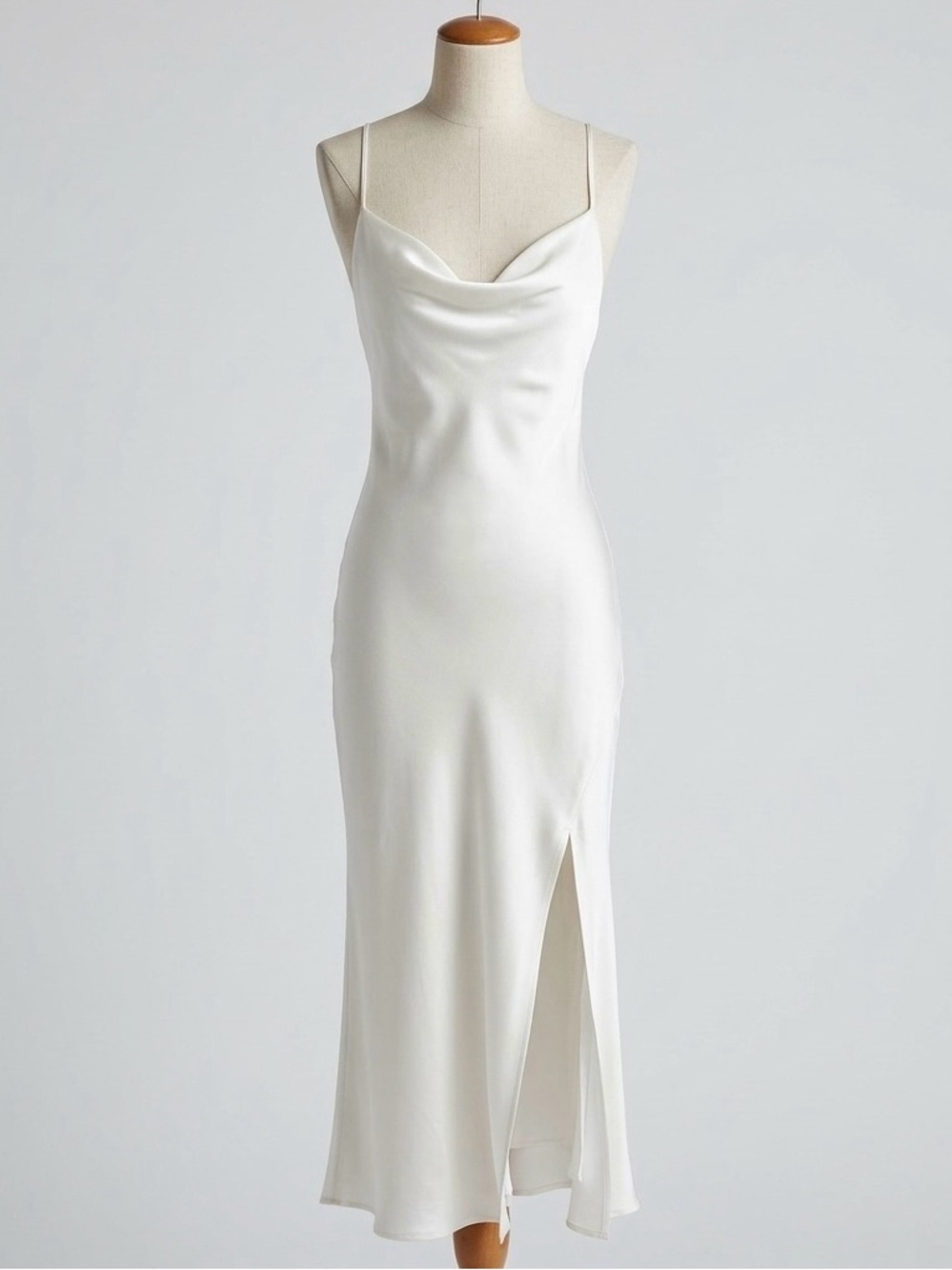 ASTR the Label Gaia Midi Dress Off White Ivory Cowl Neck Slit Backless M